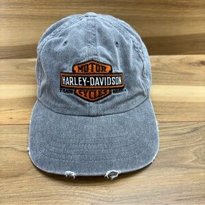 Harley-Davidson Distressed Gray Hat with Orange Logo